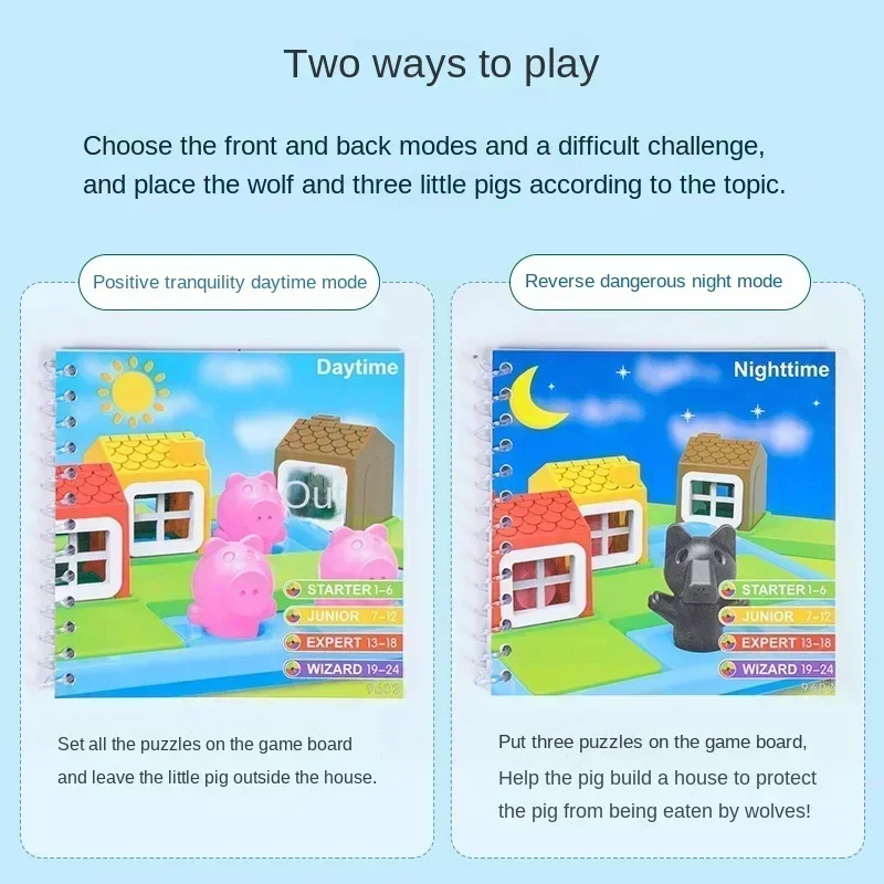 Three Little Pigs Smart Hide Seek Board Games with Solution Skill-Building Puzzle Logic Game Children Training Toy Gifts