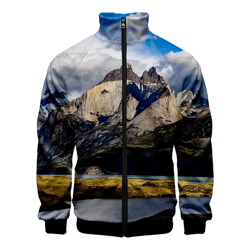 thumbnail image 1 of Chaqueta con estampado de paisaje de montaña nevada en 3D, chaquetas con gráficos de paisajes divertidos para hombres y niños, ropa de calle de moda, ropa superior, 1 of 5