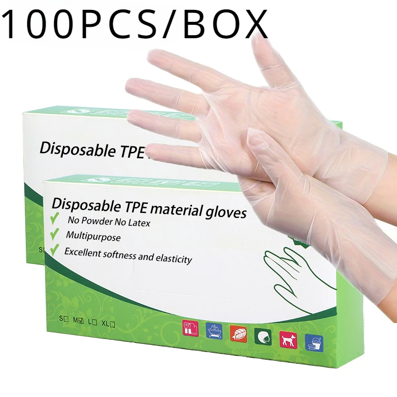 Disposable Gloves 100/200PCS TPE Powder Free Latex Free Suitable for Kitchen Bathroom Cleaning