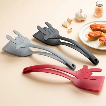 2 In 1 Nylon Grip Flip Tongs Egg Spatula Tongs Steak Spatula Tongs Clamp Pancake Fried Turners Kitchen Accessories