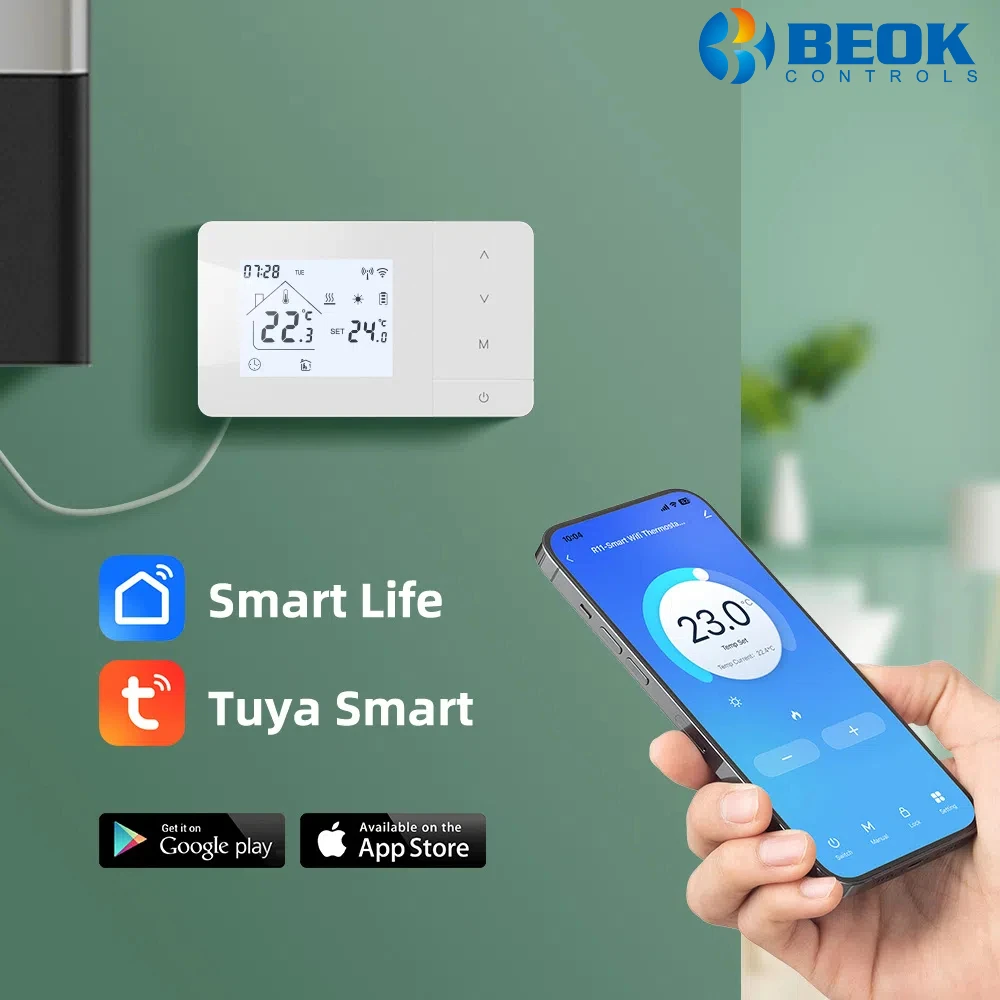 Beok Tuya-termostato Wifi de calefacción/refrigeración para