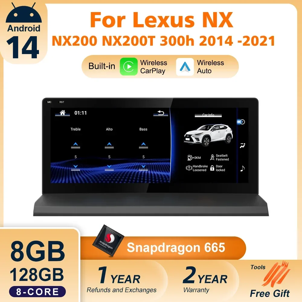 Nunoo Android 14 CarPlay Auto Radio For Lexus NX NX200 NX200T NX300h 2014-2021 Multimedia Navigation GPS DSP 4G WiFi image_0