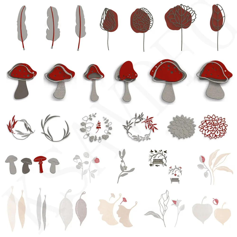 Flowers Leaves Metal Cutting Dies for Card Making Paper Embossing Mold Die Cuts Sets 2024 New Scrapbook Stencils (29 Styles)
