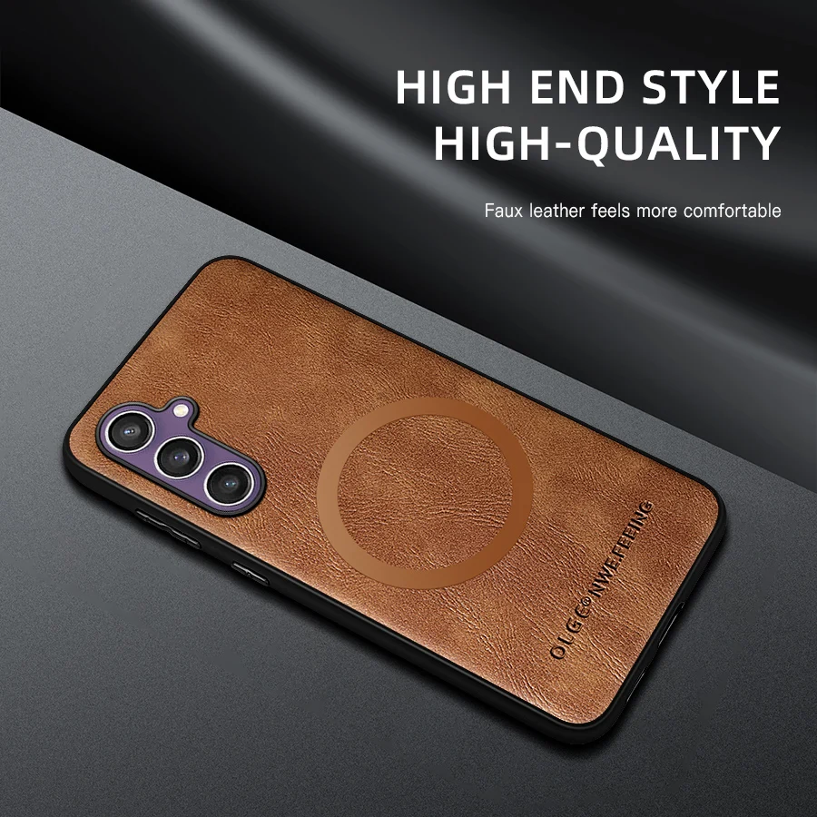 Luxury Leather Shockproof Magnetic Phone Case with Premium Protection
