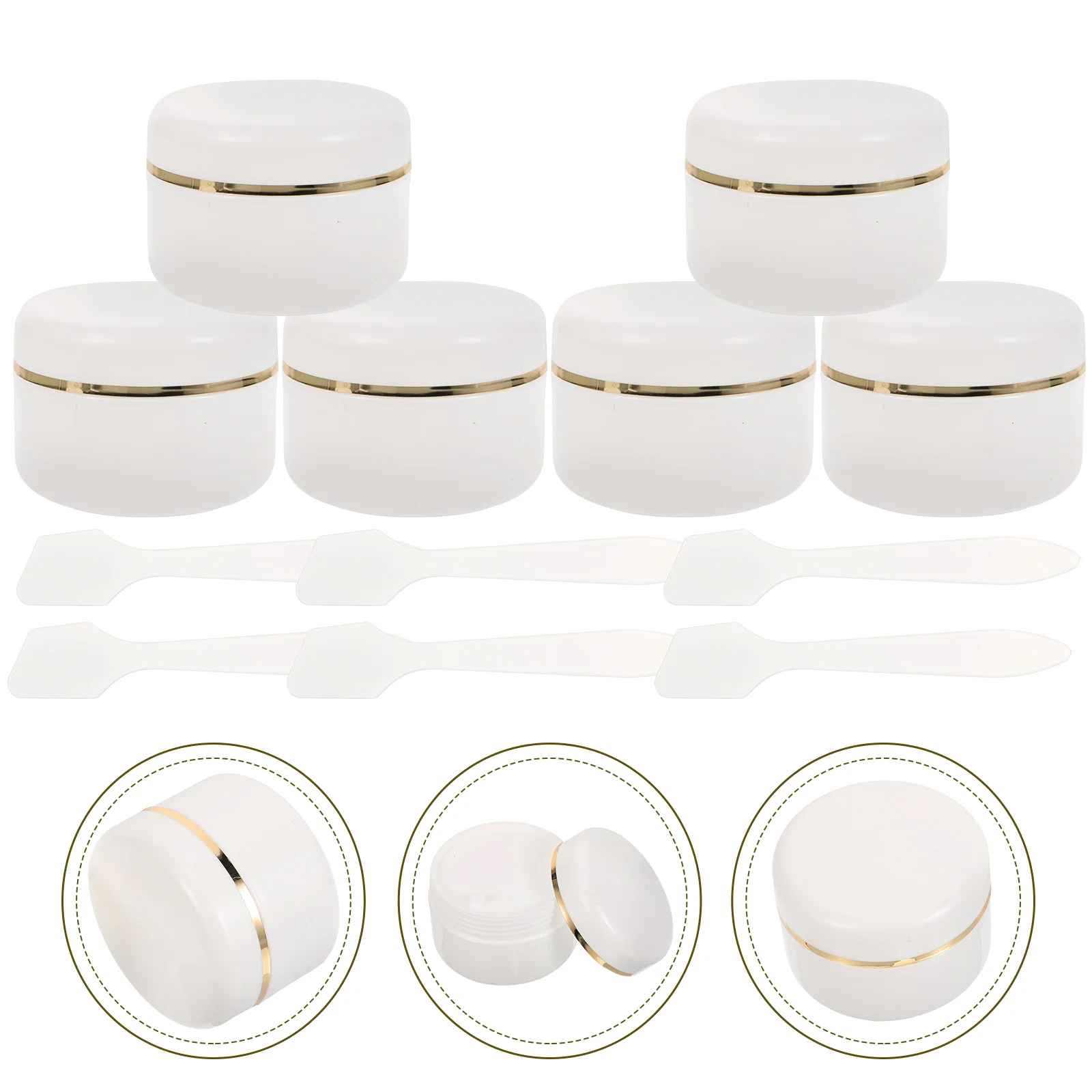 

6 Pcs Spoons Lotion Bottles Ointment Cream Boxes Jars Pp Plastic Sub Container Travel Containers