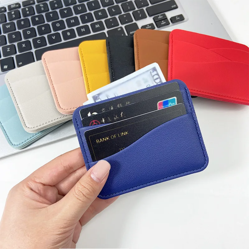 Slim ID and Bank Card Holder Wallet for Men and Women Business PU Leather Card Protector Case Coin Cards Cover Pouch Bag