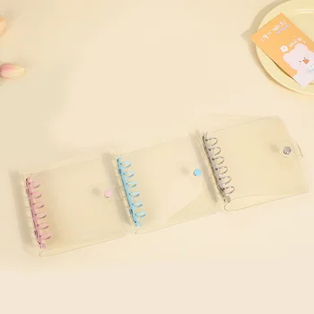 A7 바인더 느슨한 노트북 커버, 바인딩 코일 나선형 DIY 6 홀 다이어리 플래너, 일정 저널 투명 PVC 커버 용품