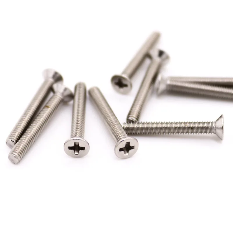 5/10/50x M1 M1.2 M1.4 M1.6 M2 M2.5 M3 M3.5 M4 M5 M6 M8 304 Stainless Steel GB819 Cross Phillips Flat Countersunk Head Screw Bolt phillips flat screw cross phillips screw stainless steel screw phillips head screw