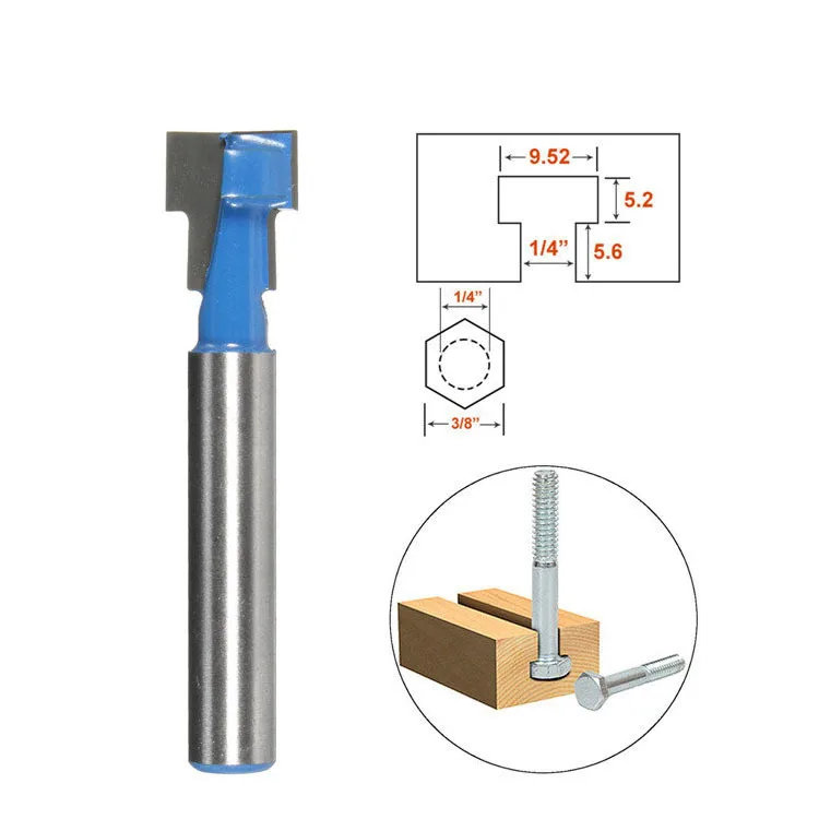 

1pc 1/4 Inch 6mm 6.35mm T Slot Router Bit Hex Bolt Key Hole Keyhole Woodworking Milling Cutter End Mill