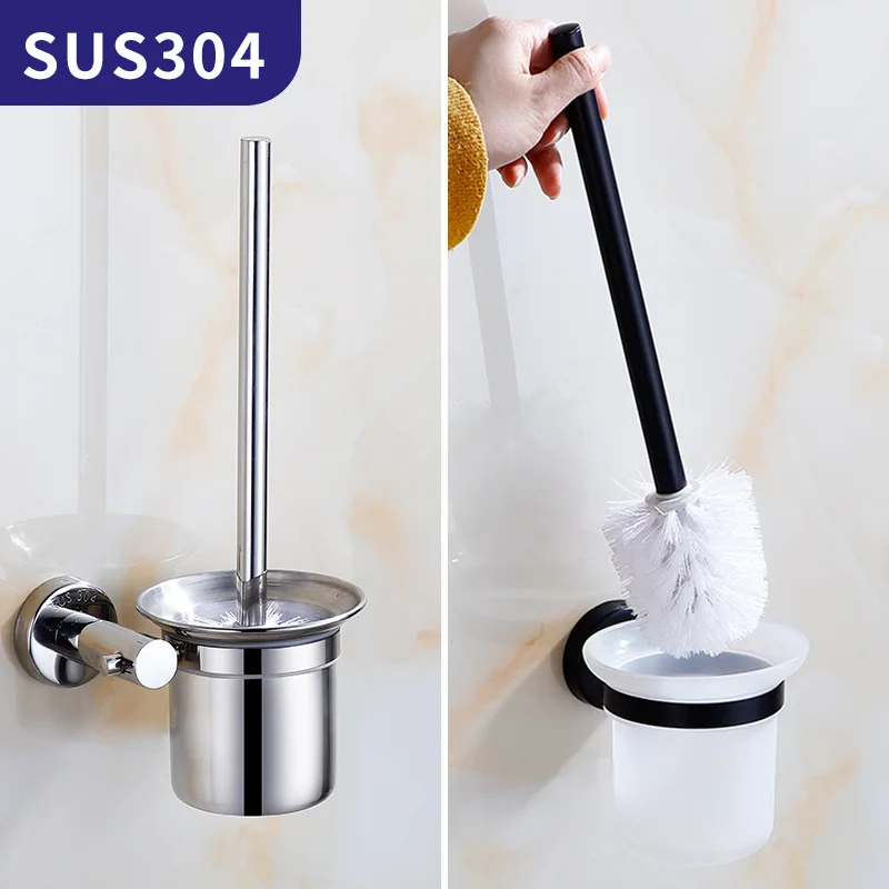 Wall Mounted Toilet Brush 304 Stainless Steel Cleaning Brush Bathroom ...