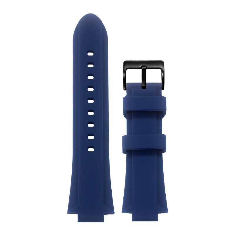 Silicone Pin Buckle Watch Strap - Soft Rubber Watchband in Blue and Orange