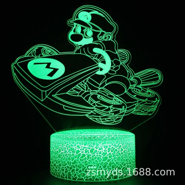 Luces de noche LED acrílicas 3D de 16 colores, figura de acción de Super  Mario Bros, juguete, Yoshi, seta, lámpara de mesa para dormitorio, regalos  de cumpleaños y Navidad para niños - AliExpress