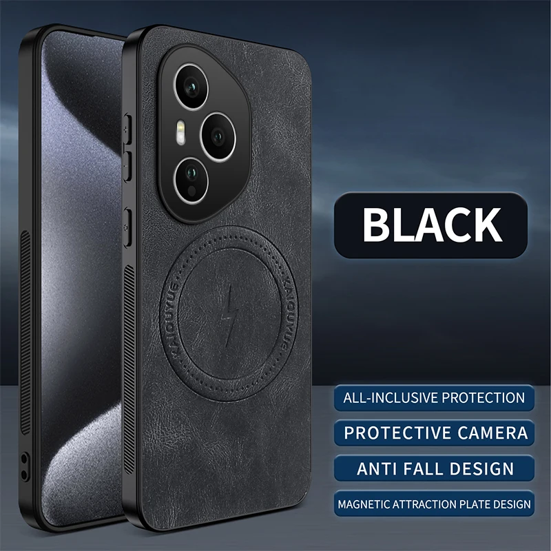 Luxury Leather Texture Wireless Charging Magnetic Phone Case - Shockproof Cover