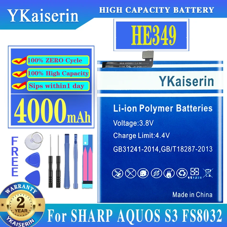 

Аккумуляторная батарея ykaisin для SHARP AQUOS S3 FS8032 4000 мАч HE349 HE 349 мобильный телефон аккумулятор с номером отслеживания