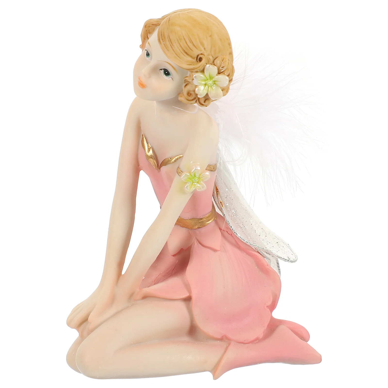 

Flower Fairy Figurines Resin Elves Model Girl Garden Fairy Statues Outdoor Miniature Moss Landscape Craft Statue Home Desktop