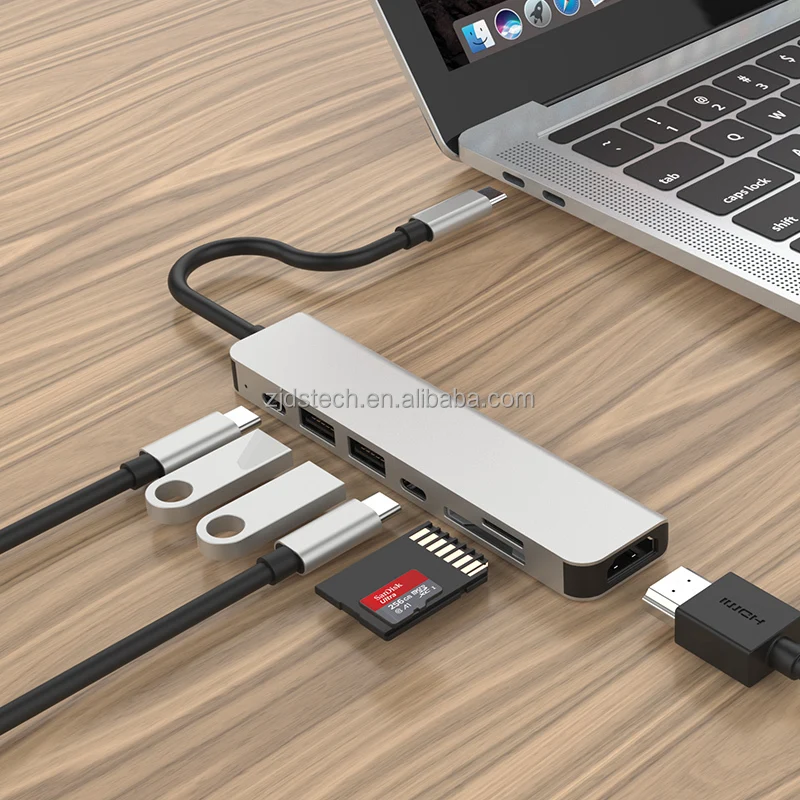 

Nice design aluminum alloy USB C hub 7in 1-1 ports with SD /TF hdmi interface xfanic baseus hub thunderbolt 2 dock for macbook