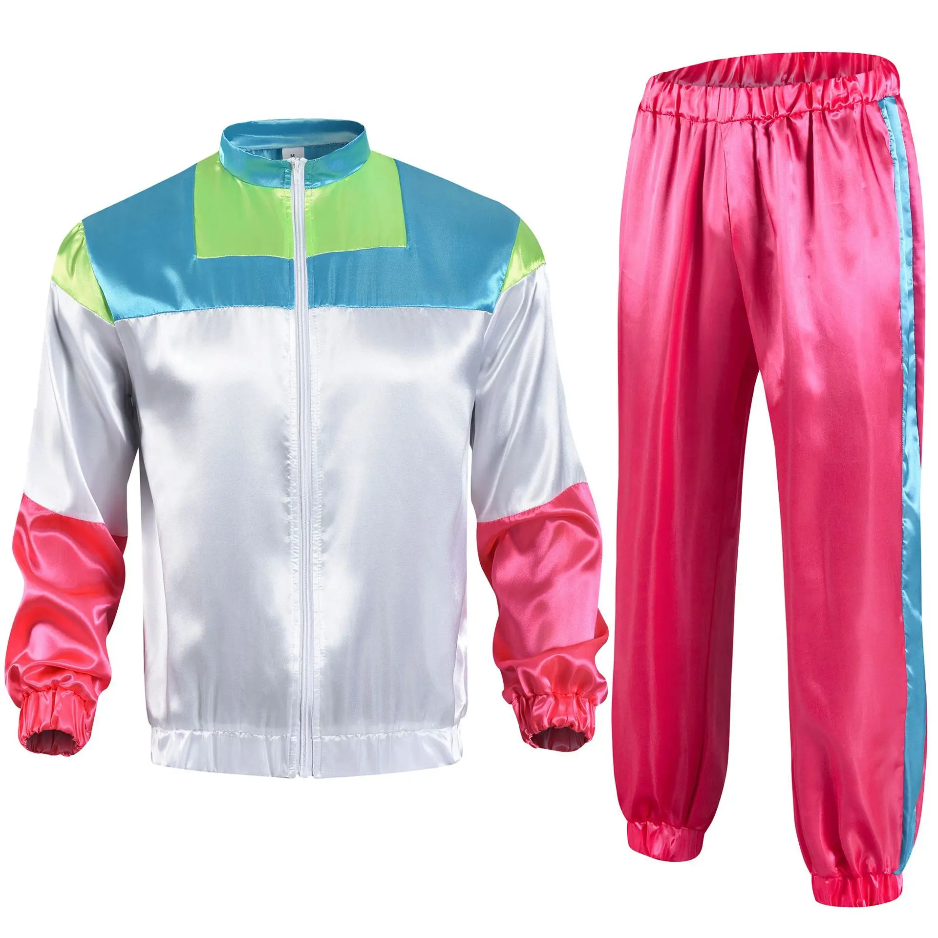 thumbnail image 1 of Traje de fiesta de los años 80 y 90, traje de chándal retro, hip hop de los años 90, disfraces de los años 80 para hombres, cortavientos y pantalones, traje de Halloween, 1 of 5