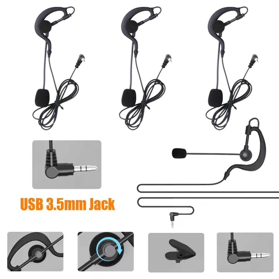 4/1 PCS EJEAS Referee Intercom Headset 3.5MM Interface Football Referee In-Ear Earphones Full Duplex Walkie Talkie Accessories