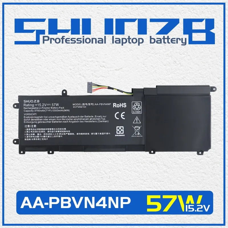 Shuozb-bateria do Portátil para Samsung Aa-pbvn4np Ativ Livro 15.6 Np670z5e Np670z5e-xd2 Np670z5e-x01 Np670z5e-x01ru X01cz 15.2v