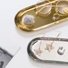 Modern Metal Rose Gold Plate, Silver Oval Storage Tray, Decorative Jewelry Display, Stainless Steel Tray, Storage Supplies 2