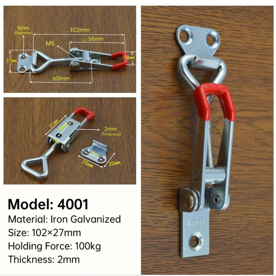 ALLSOME 2/4/8/10Pcs 4001 Industrial Metal Buckles with Quick Clamping and Mechanical Locking for Hardware Iron Boxes