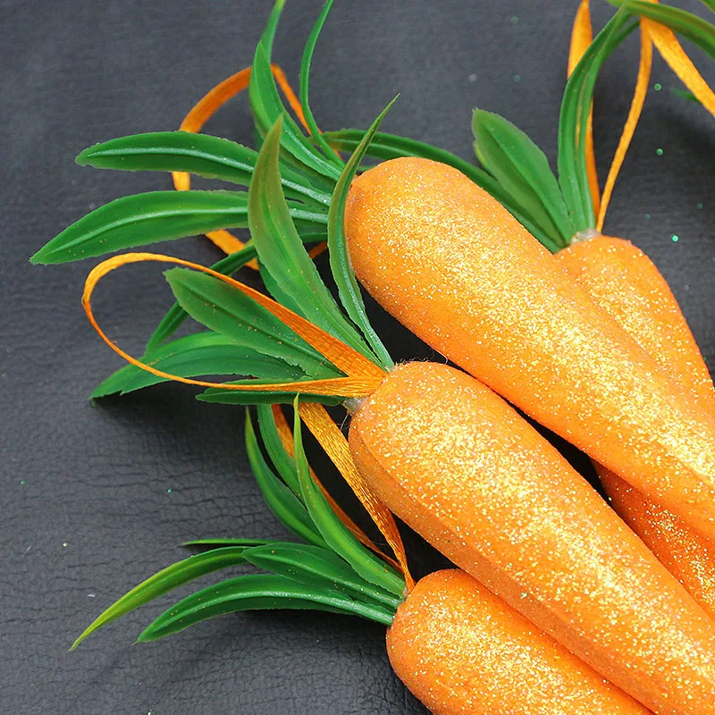(5pcs/pack) 12 * 2cm foam dusting shiny carrot pendant Easter party decoration Easter party adds atmosphere DIY