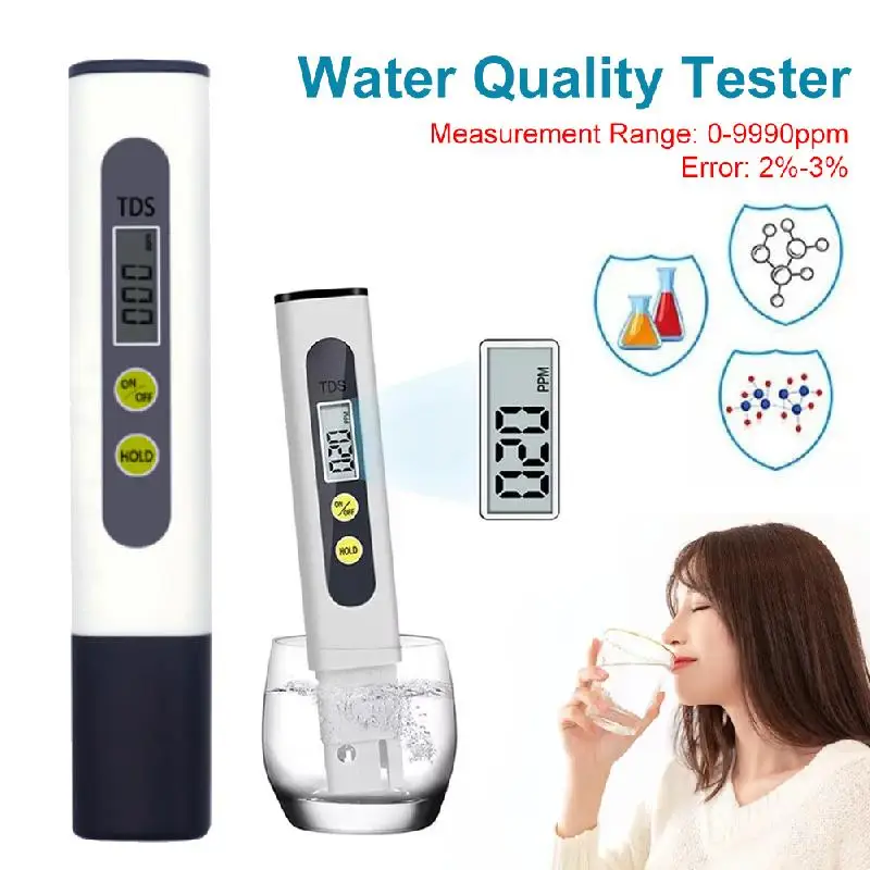 

Water PH Meters Portable TDS Tester Accurate Titanium Alloy Probe 0-9990ppm Water Test Pen for Drinking Water Fish Tank