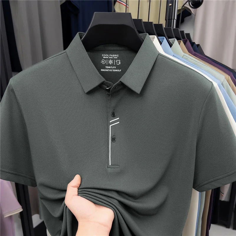 Herren-Poloshirt im Business-Stil, cooler Stoff, knitterfrei, kurzärmelig, für die Arbeit im Büro