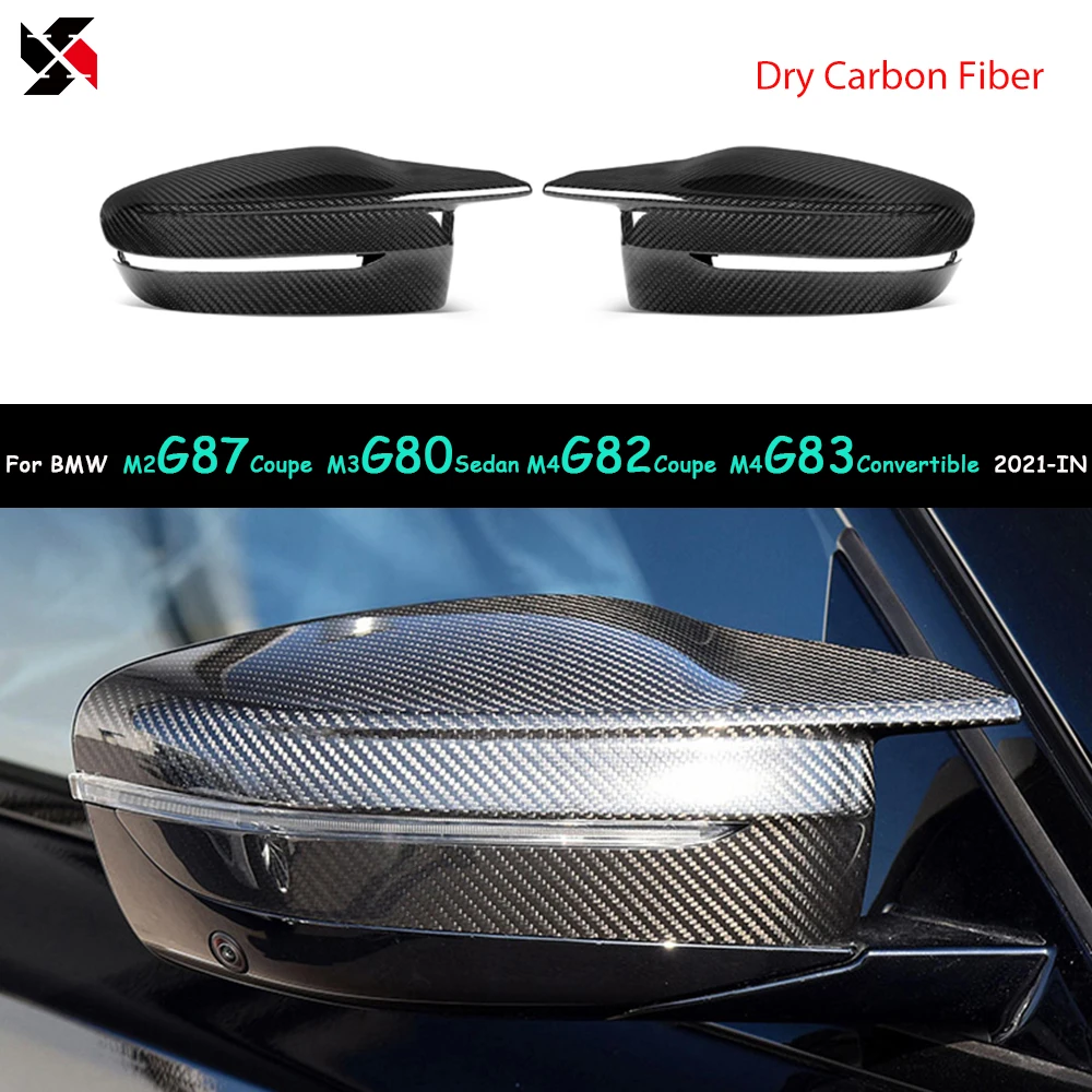 Dry Carbon Fiber Car Door Side Wing Rearview Mirror Cover Caps Glossy For BMW G80 G87 G82 G83 -IN Sedan Coupe Convertible