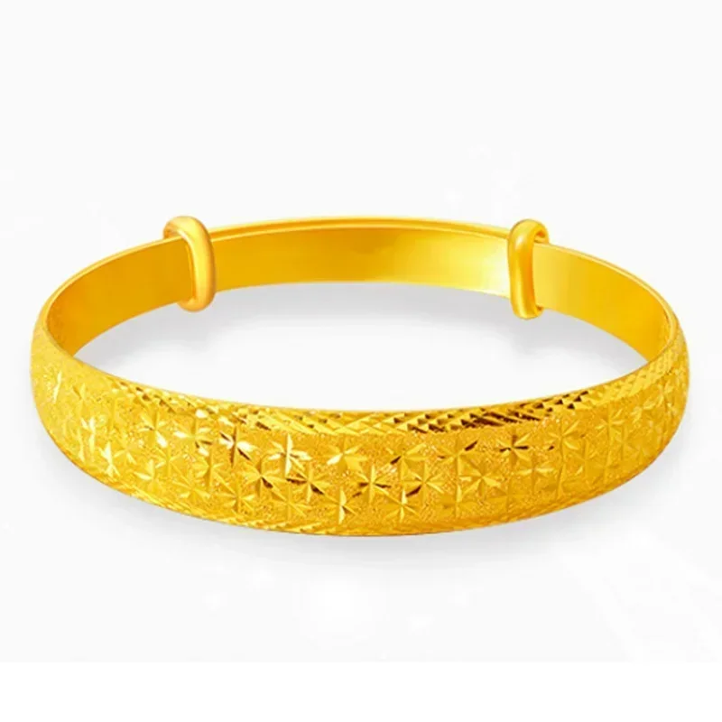 

5D Gold Bracelet Women's 9999 Real Gold Bracelet Wide Face Dragon and Phoenix Bracelet Adjustable 18K Gold Bracelet