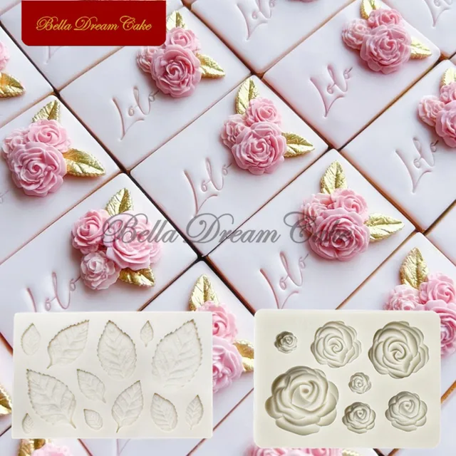 Mujiang 6-Piece Rose Flower Silicone Molds Set - 3D Fondant Molds For Cake Decorating, Candles, Soap & Chocolate - View #2