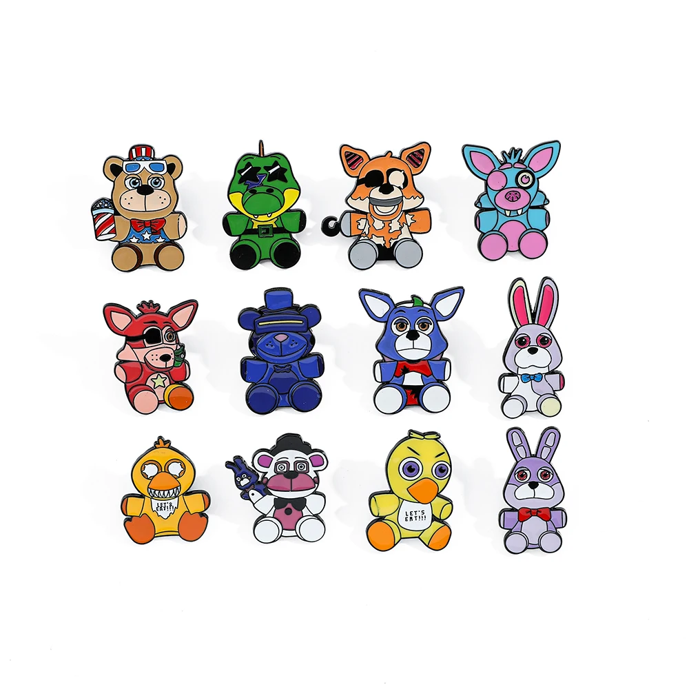 Cartoon Animal Brooch Enamel Pin Metal Badge Jewelry Backpack Clothing Accessories 12 Pcs