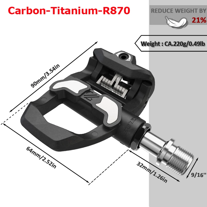 Bucklos for KEO Road Pedals Clip Speed Self-locking Bicycle Pedals Carbon Fiber/Titanium for LOOK KEO Bike Pedal Cycling Parts 4