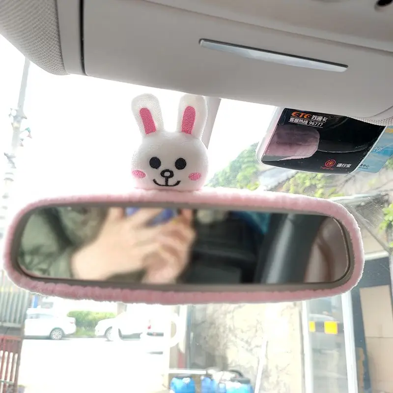 Cartoon Animal Vehicle Decoration Set Universal Car Rearview Mirror Cover Automotive Interior Accessories