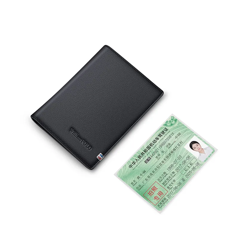 WILLIAMPOLO Leather Wallet Men Anti-magnetization  Ultra-thin Anti-theft Protection ID Card Holder Free Shipping Gift Box