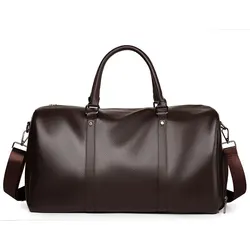 Retro Large Capacity Waterproof PU Leather Sports and Leisure Fitness Bag (Reddish Brown)