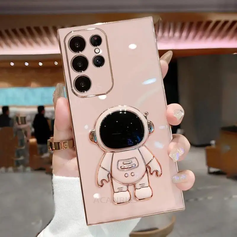 Astronaut Holder Luxury Plating Silicone Stand Case