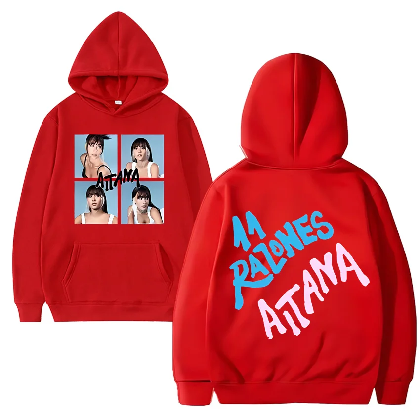 Singer Aitana Ocana Double Sided Print Graphics Hoodie Men Women harajuku Fashion Fleece Long sleeve Unisex pullover Sweatshirt