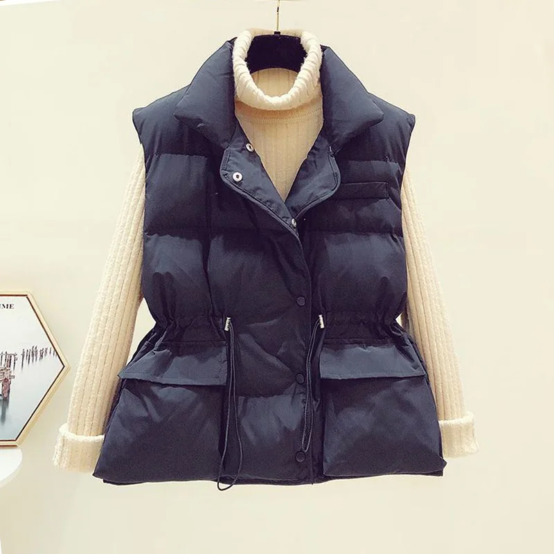  New Autumn Winter Down Vest Jackets Women Short Vest Windbreaker Thick Warm White Duck Down Coat Gilets Sleeveless Jacket