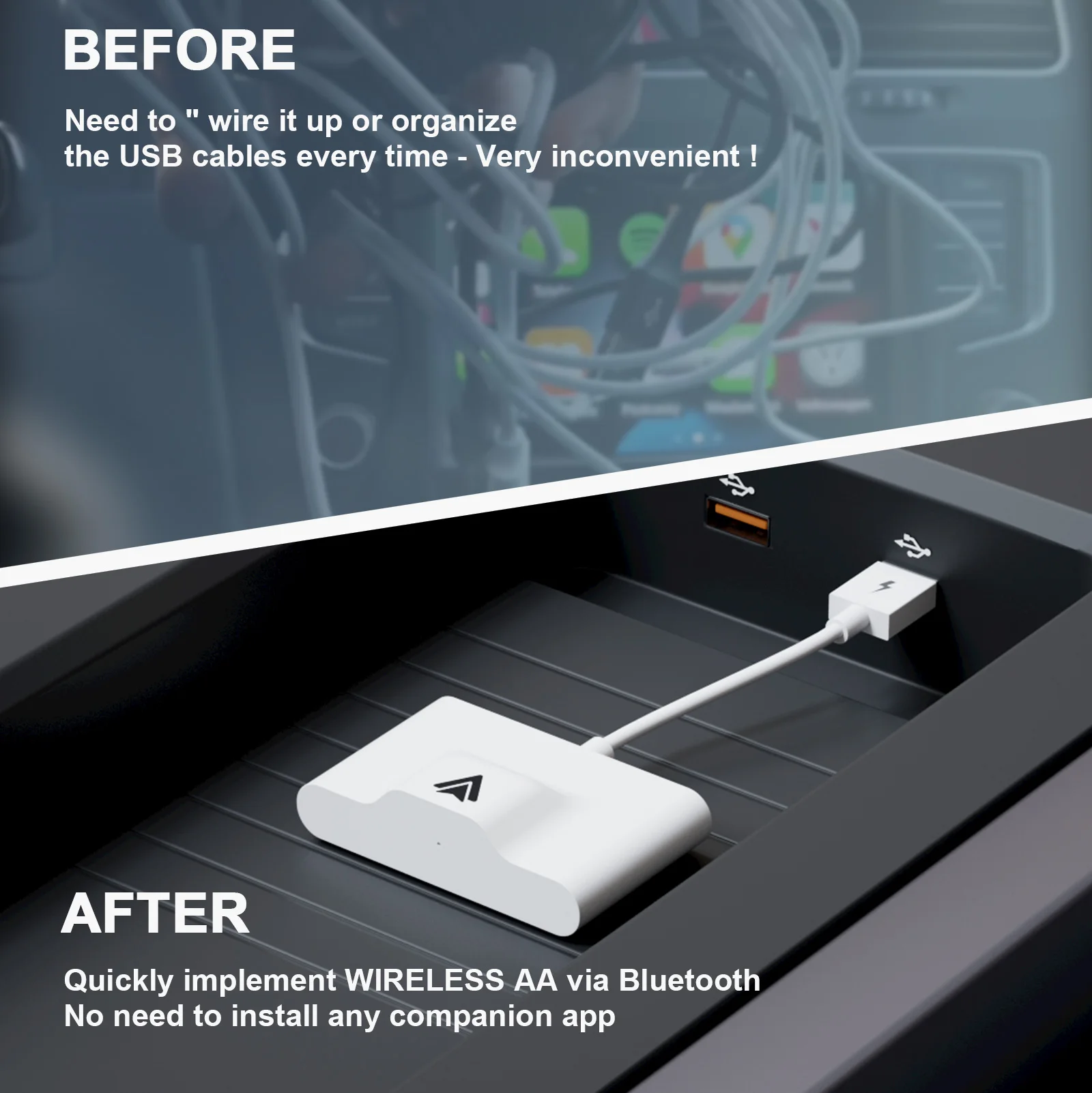 Android Auto Wireless Adapter/Dongle Android Wired to Wireless Adapter Converter for OEM Factory Wireless Car Adapter
