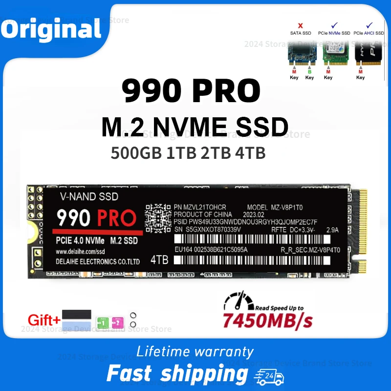 

990PRO M2 Nvme SSD 512GB 128GB 256GB 1TB 2TB Solid State Drive PCIe 2280 Internal Hard Disk For PC Laptop Desktop X99 HDD PS5