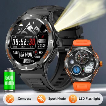 LaNikar Smart Watch 3ATM Waterproof 1.53" New KT76 Men Sport With Compass And LED Flashlight Heart Rate Sleep Analysis Bluetooth