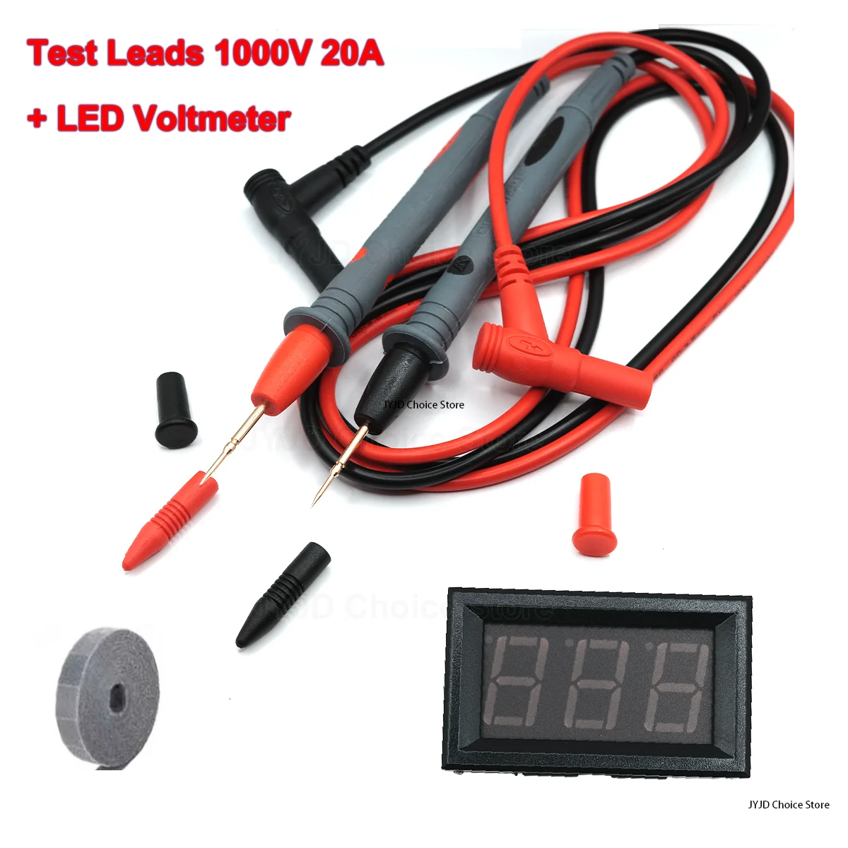 Digital Multimeter Test Leads 1000V 20A Waterproof Digital Voltage Display LED Voltmeter Two-Wire DC 3V-30V Tester