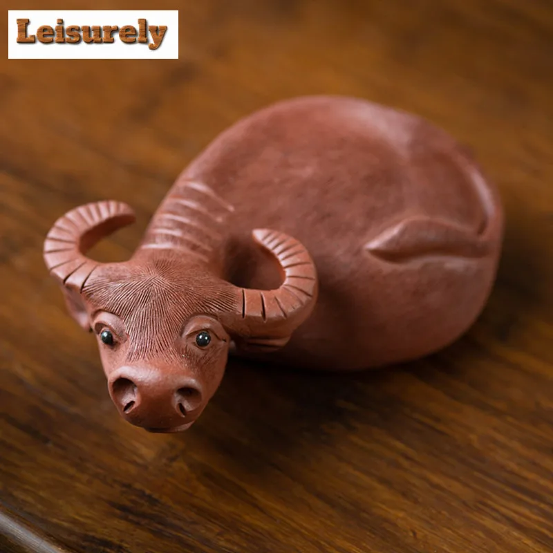 Yixing Zisha Zodiac Pipa Ox Wealth Tea Pet Handmade Lucky Model Tea Figurine Play Toys Tea Statue Ornaments Tea Items Supplies