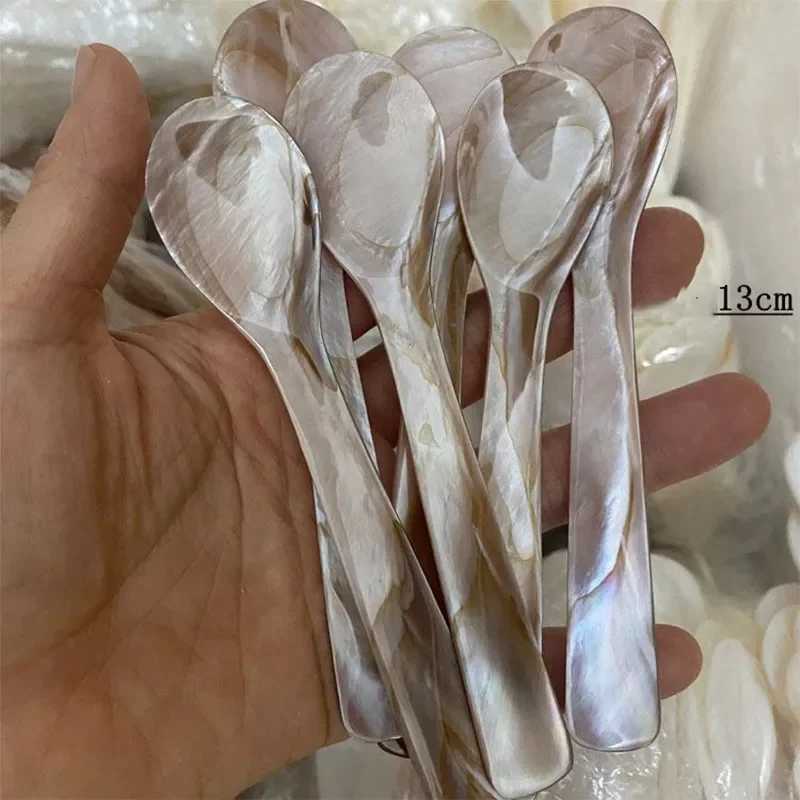 9-13CM Natural Pearl Shell Caviar Spoon for Coffee Dessert Handcrafted Shell Ice Cream shell spoon