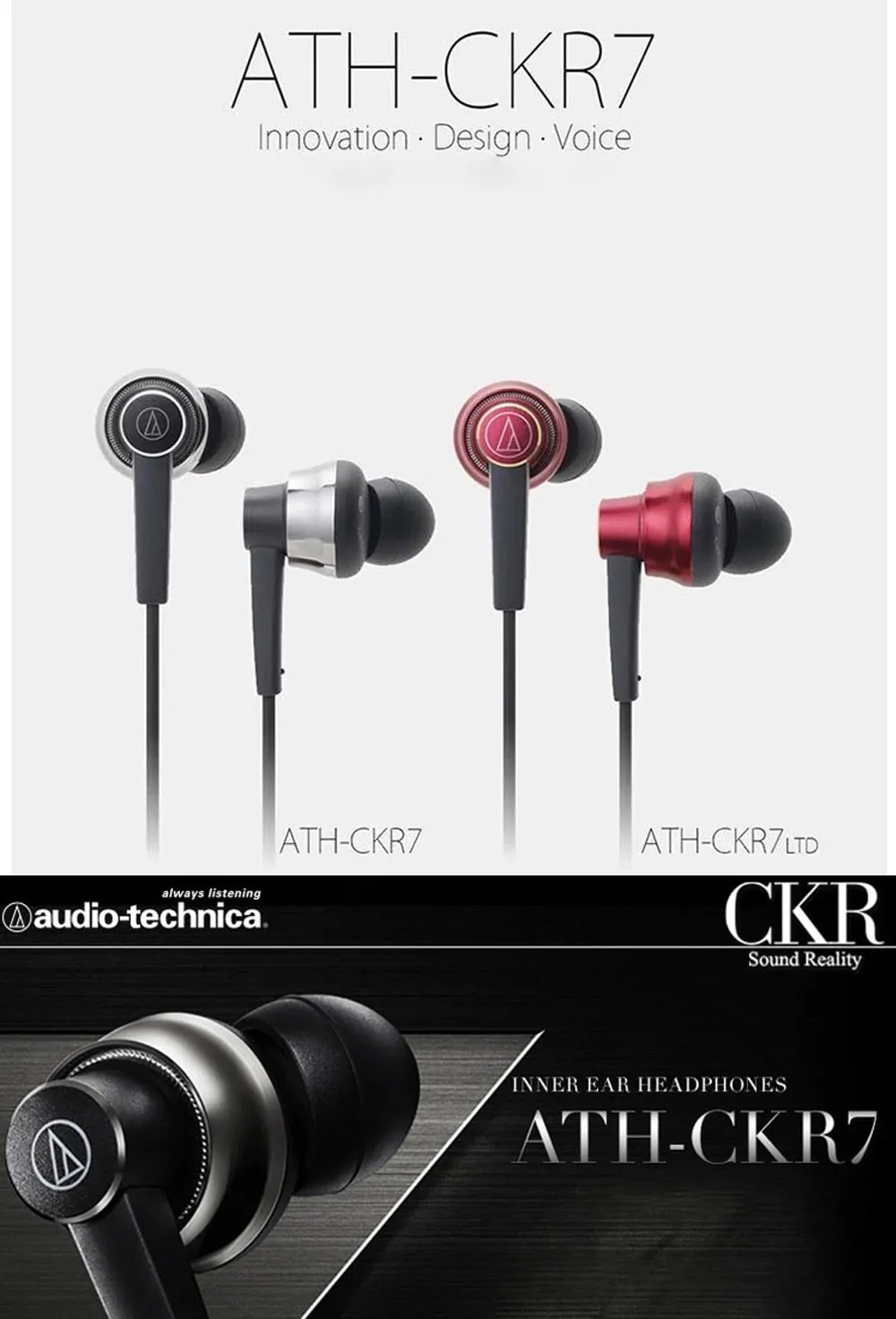Ath-ckr7 3.5mm Wired Earphones Stereo 