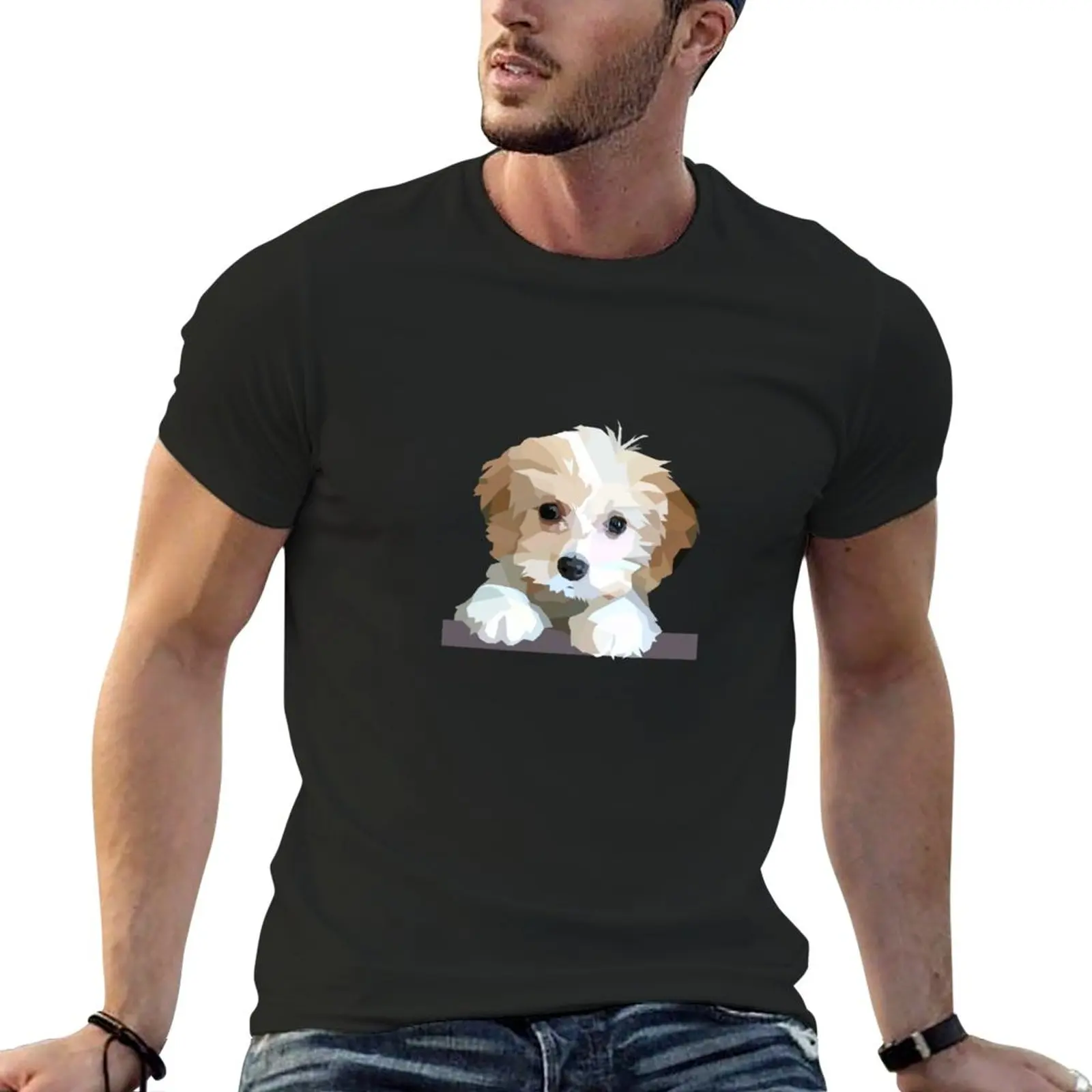 New Cute Cavachon Dog Sticker T-Shirt oversized t shirts vintage clothes T-shirt for a boy mens graphic t-shirts anime