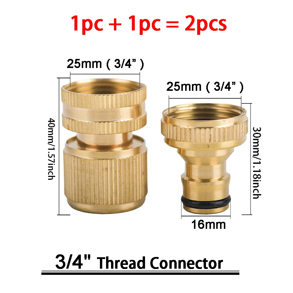Garden Hose Quick Connect Brass Fittings Set - 3/4 & 1/2 Female and Male Connectors