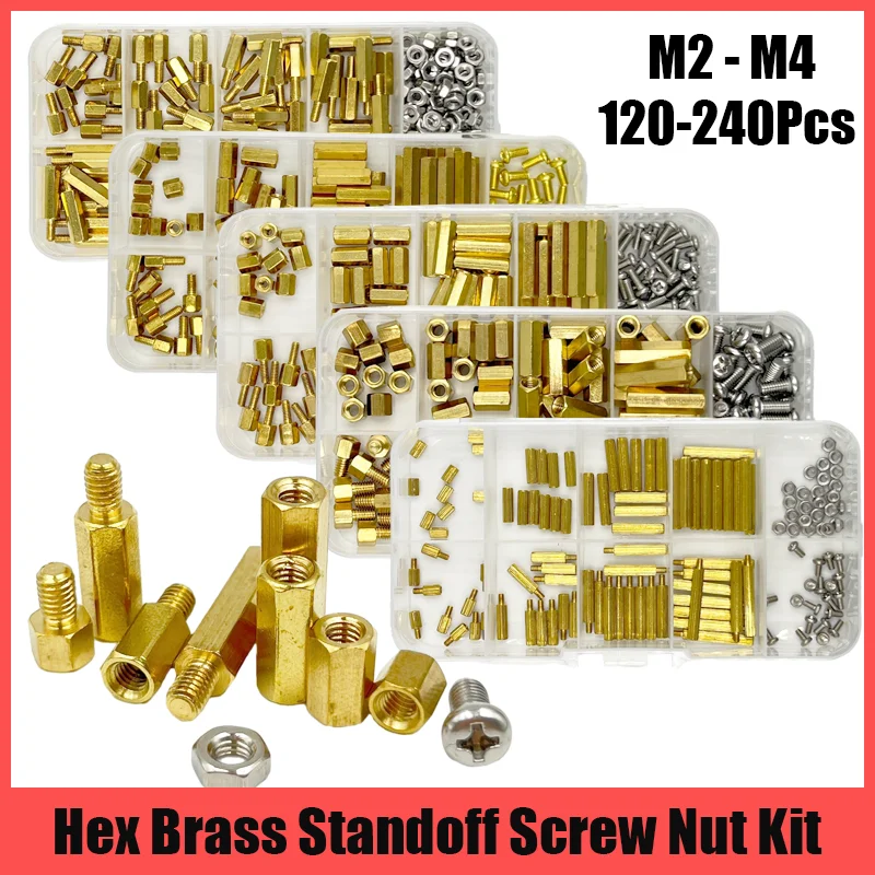Hex Cabeça Cobre Pilar Latão Standoff Parafuso Espaçador Parafuso Porca Pilar Roscado Macho e Fêmea Pcb Circuit Board m2 M2.5 m3 m4