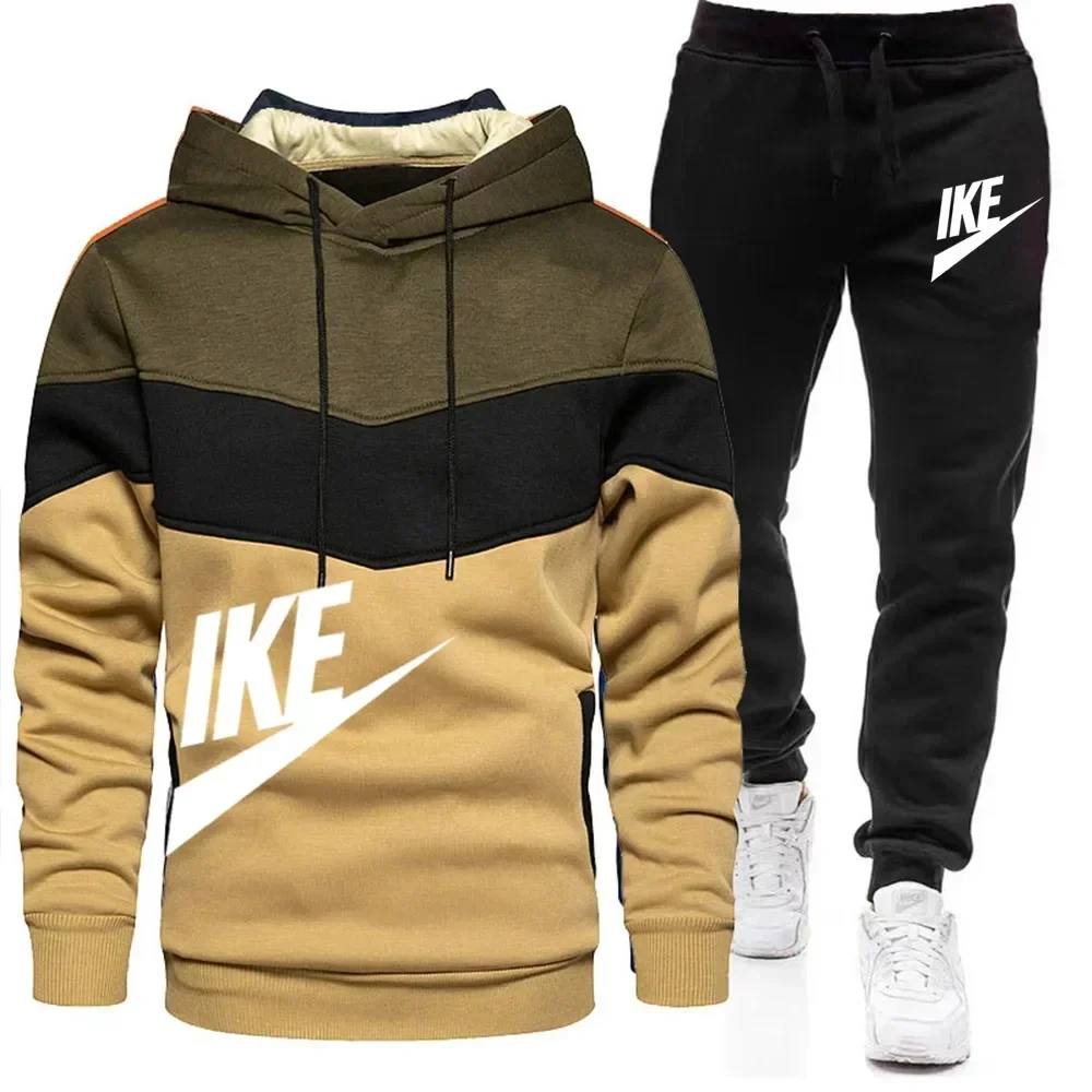 2 Pieces Sets Tracksuit Hooded Sweatshirt +Drawstring Pants Male Sport Hoodies Running Sportswear Men Women Brand Autumn Winter